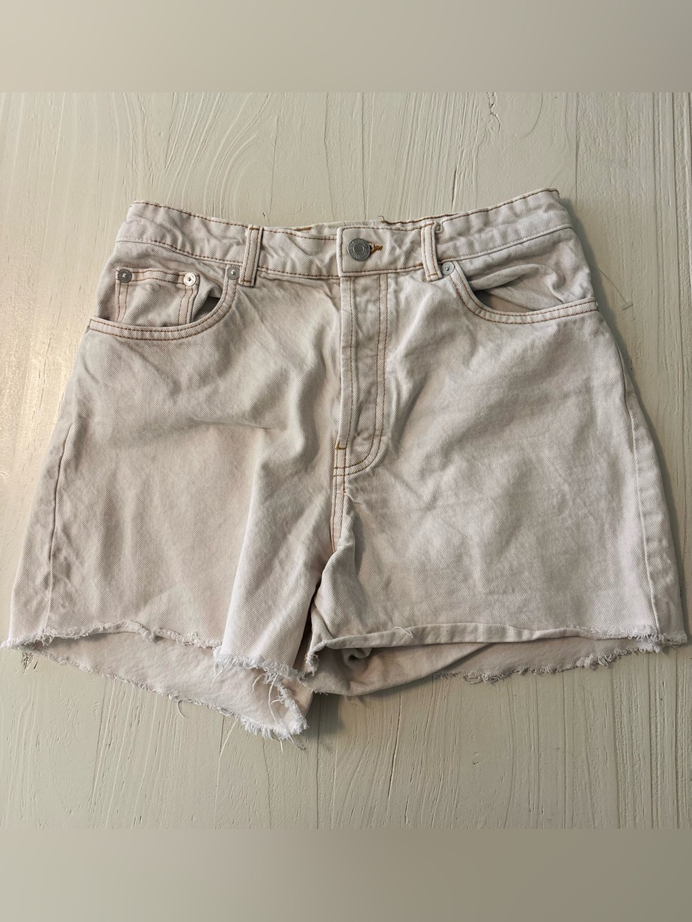 Zara Light Beige Denim Cutoff Shorts